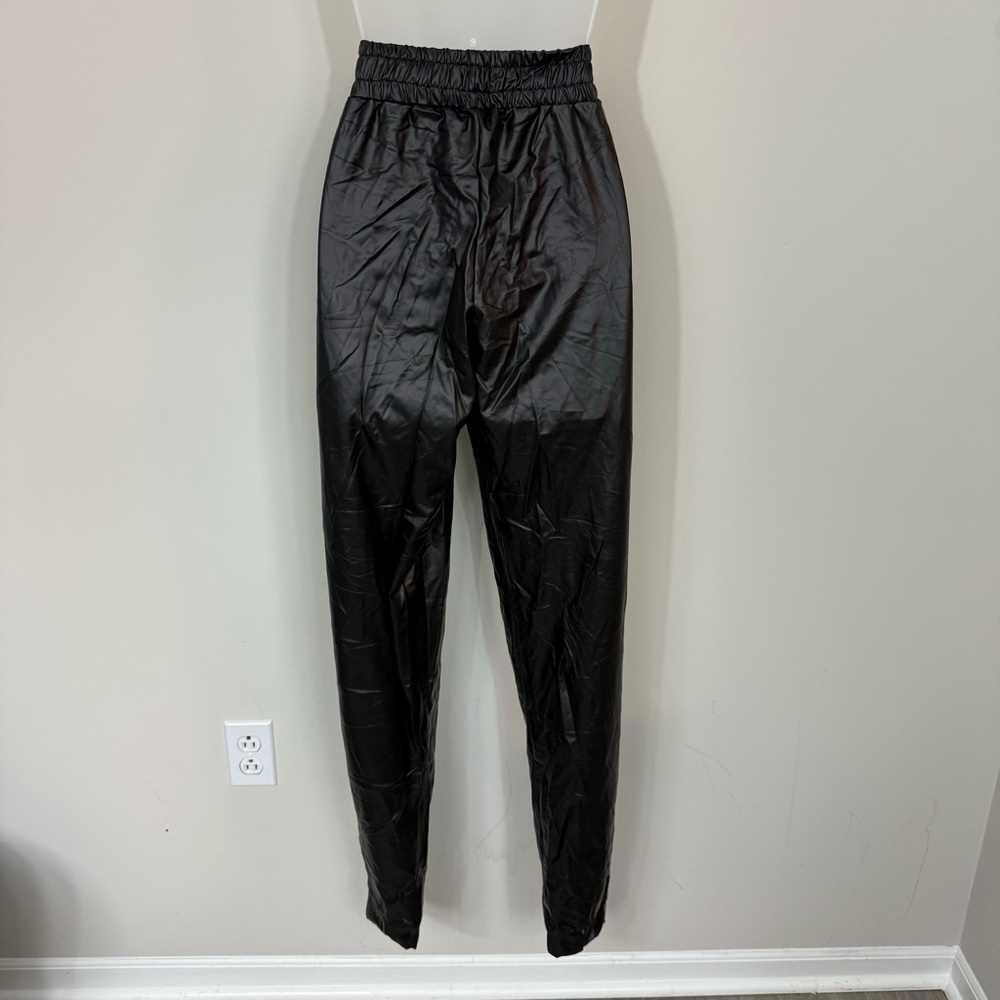 Soho Girl Faux Leather Black Joggers in Size Large - Picture 7 of 9